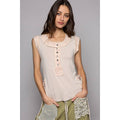 Oatmeal Henley Sleeveless Top