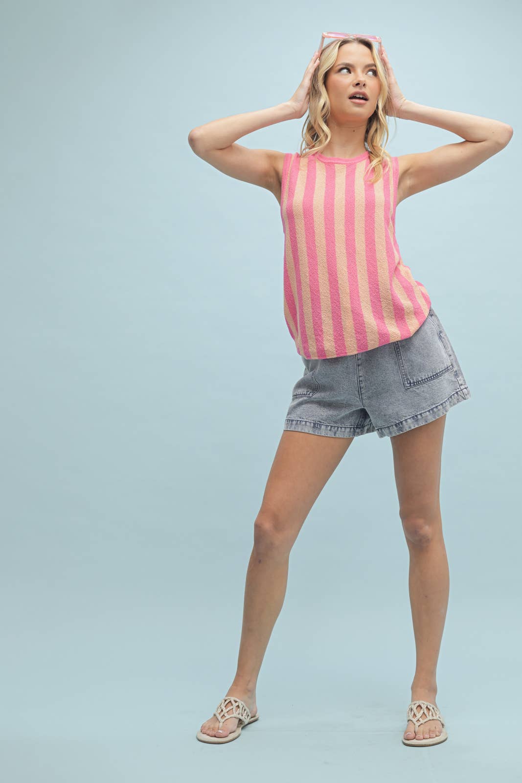 Punch & Citrus Striped Sweater Tank