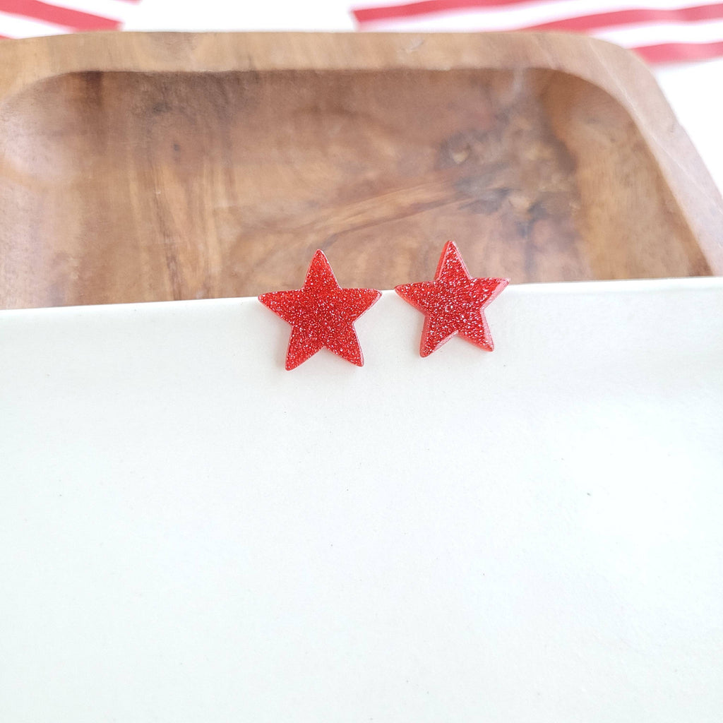 Red Liberty Star Studs