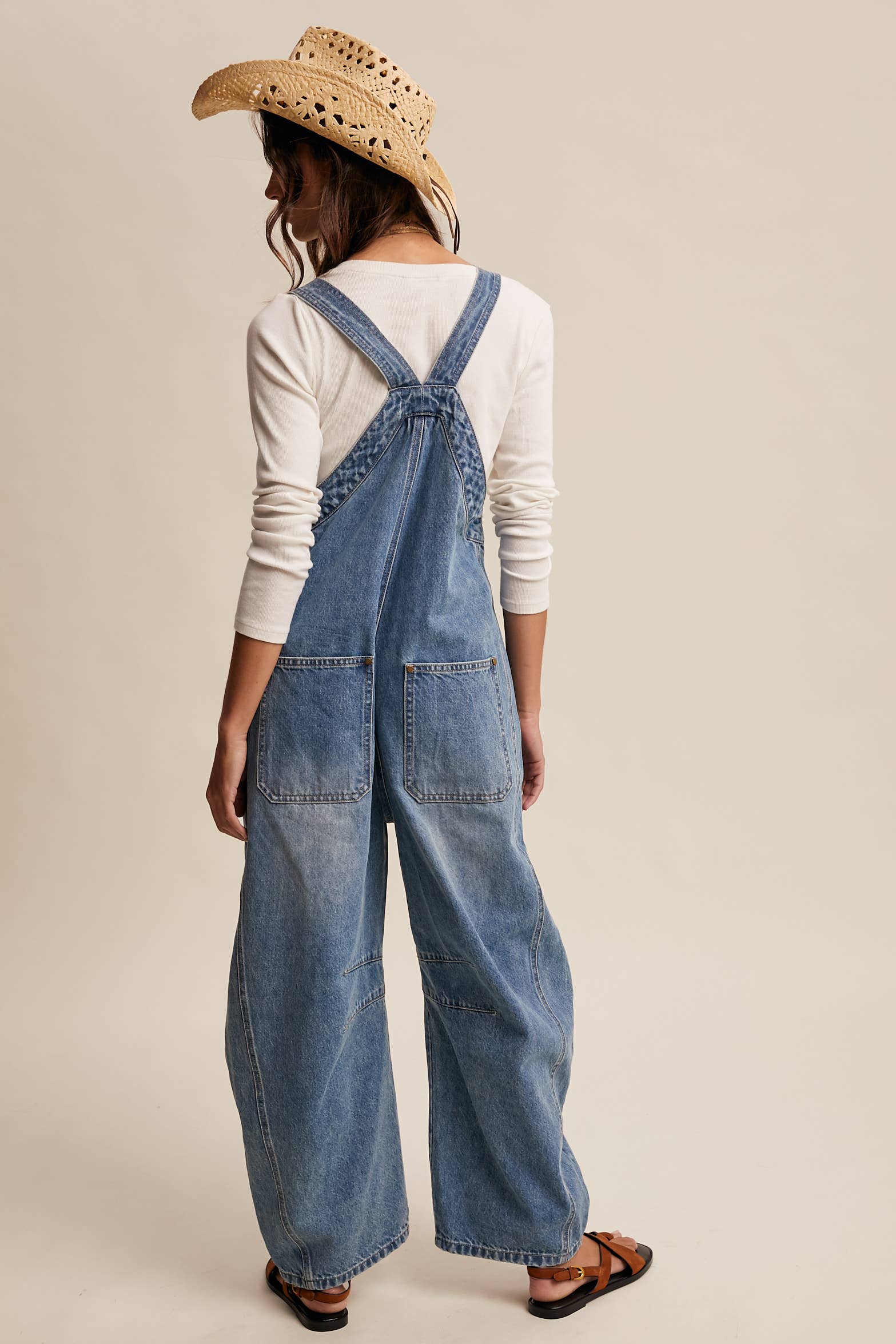 Western Wide Leg Denim Overalls