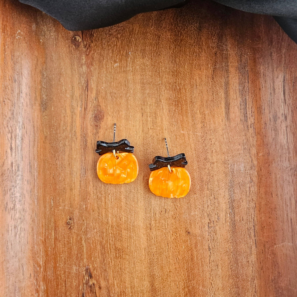 Orange Bow Pumpkin Patch Earrings