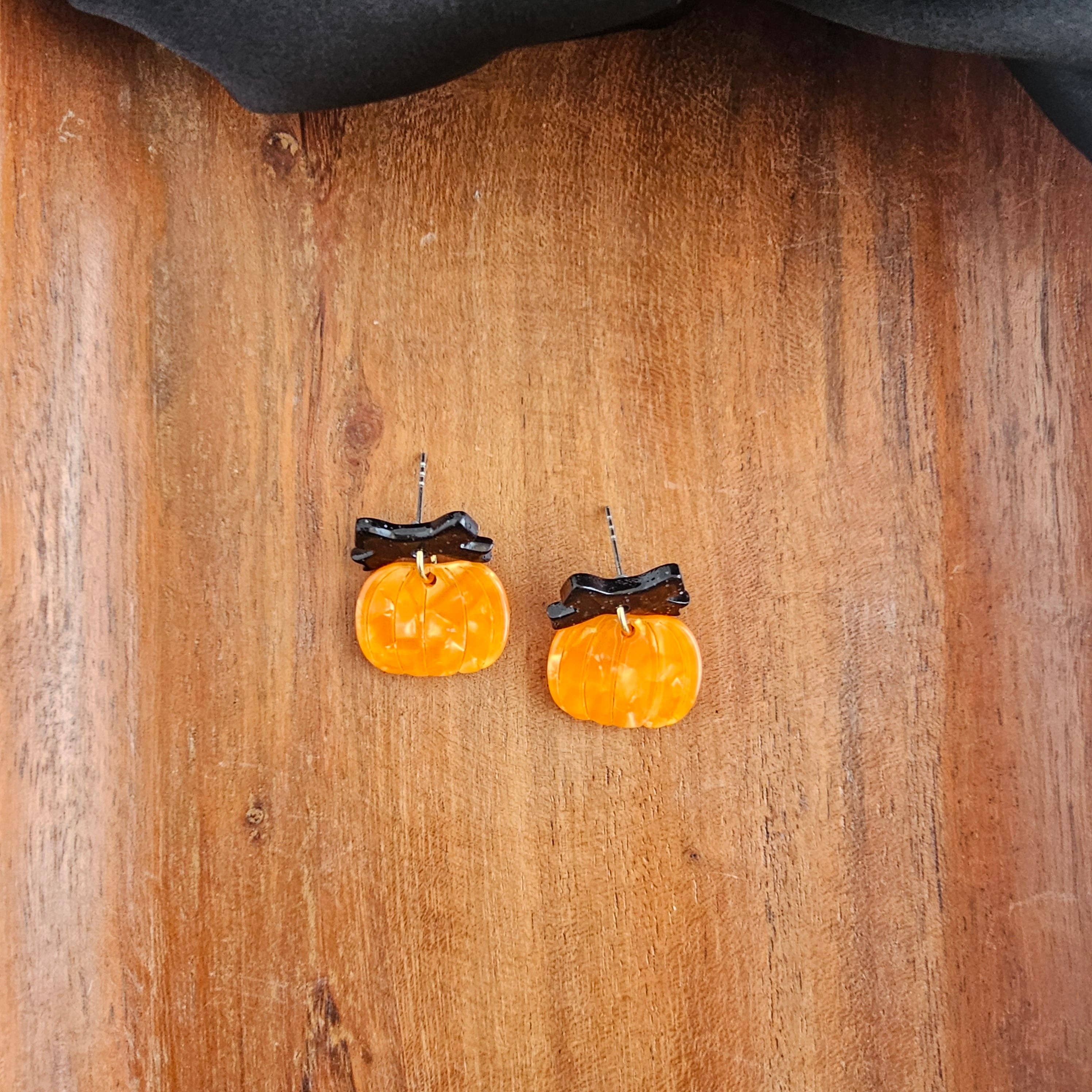 Orange Bow Pumpkin Patch Earrings