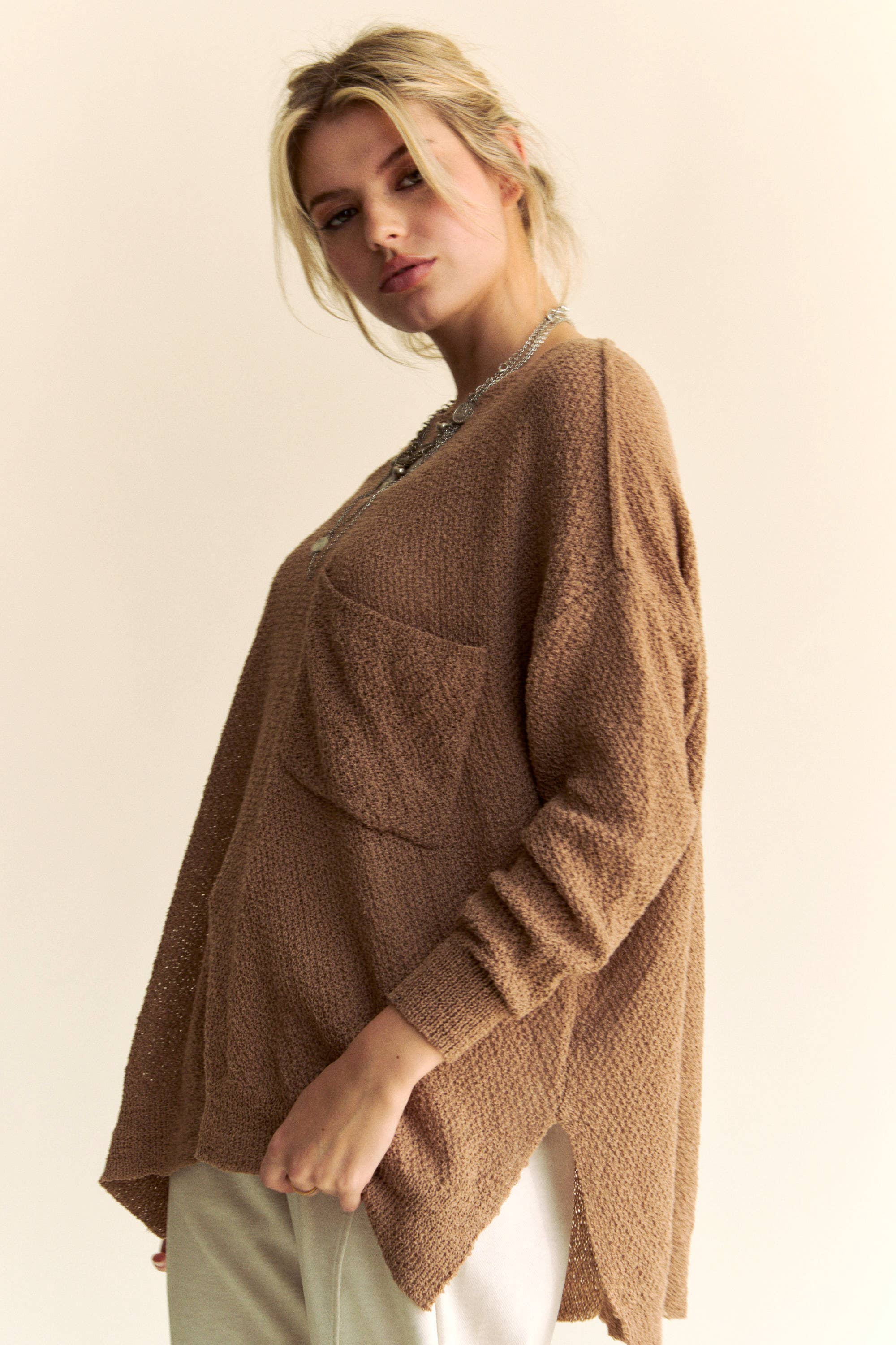 Plus Mocha Relaxed Fit Sweater