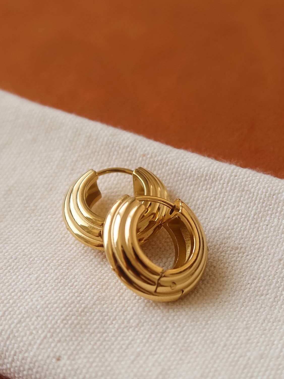 Yellow Gold Juliette 18K Gold Non-Tarnish Chunky Hoop Earrings