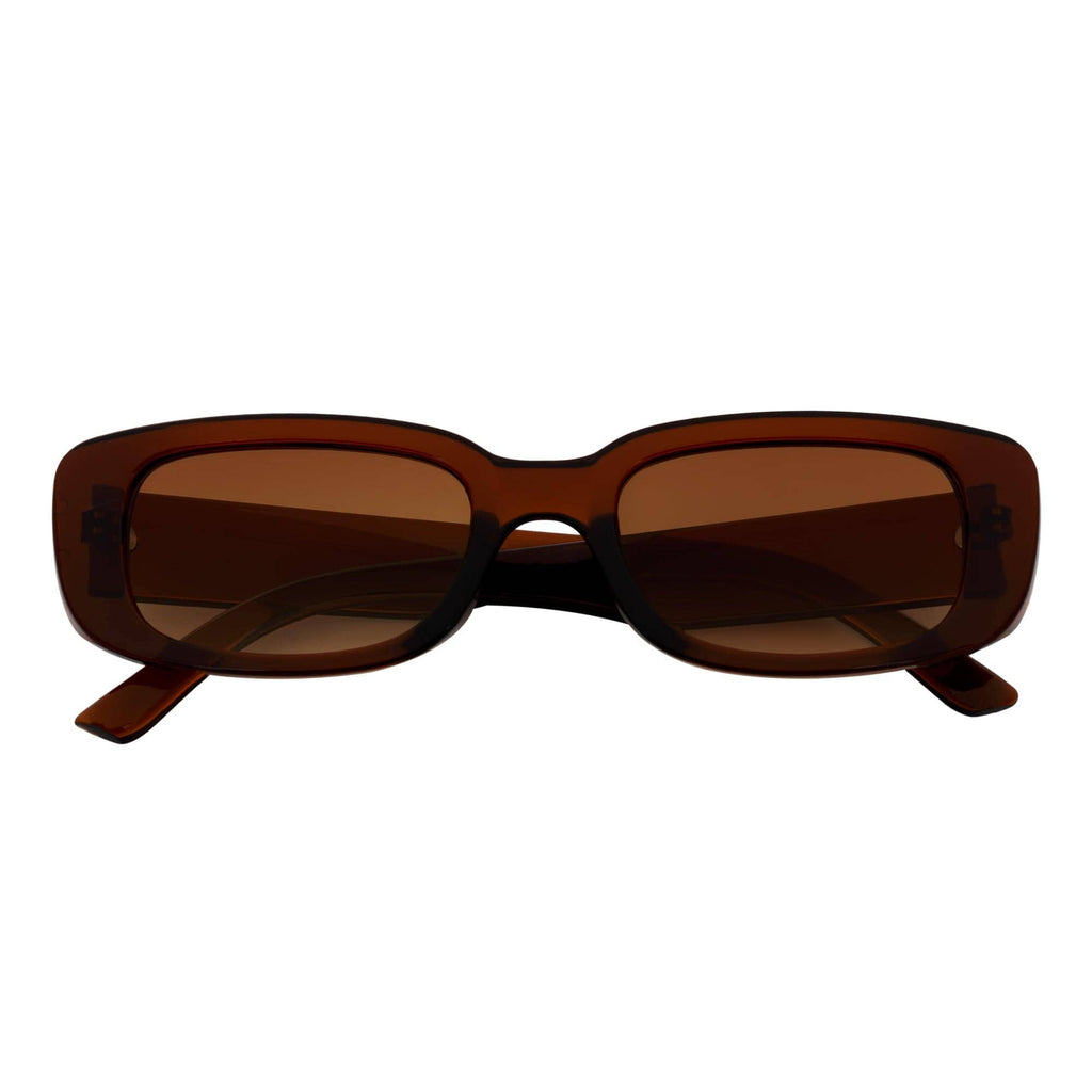 Clear Brown Amber Fade Small Rectangle Sunglasses