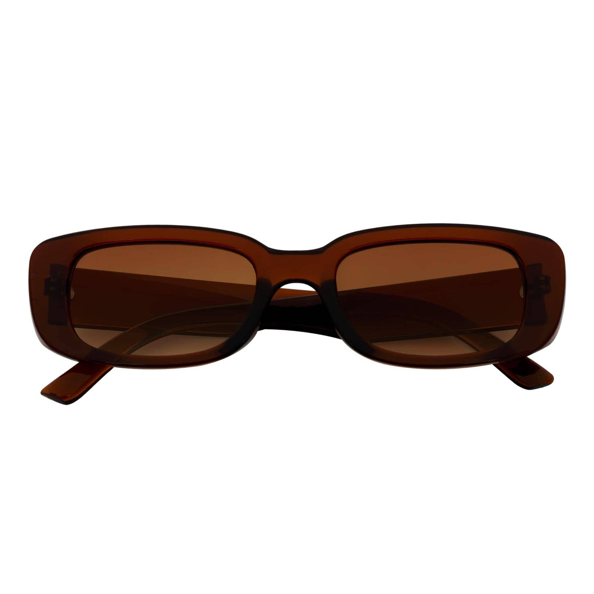 Clear Brown Amber Fade Small Rectangle Sunglasses