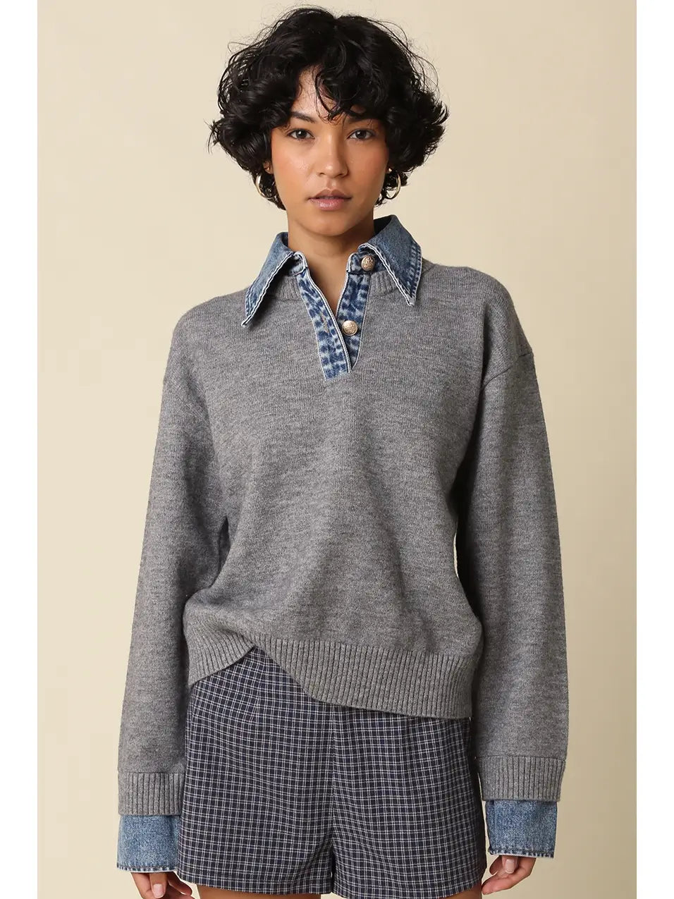 Grey & Light Denim Emely Sweater
