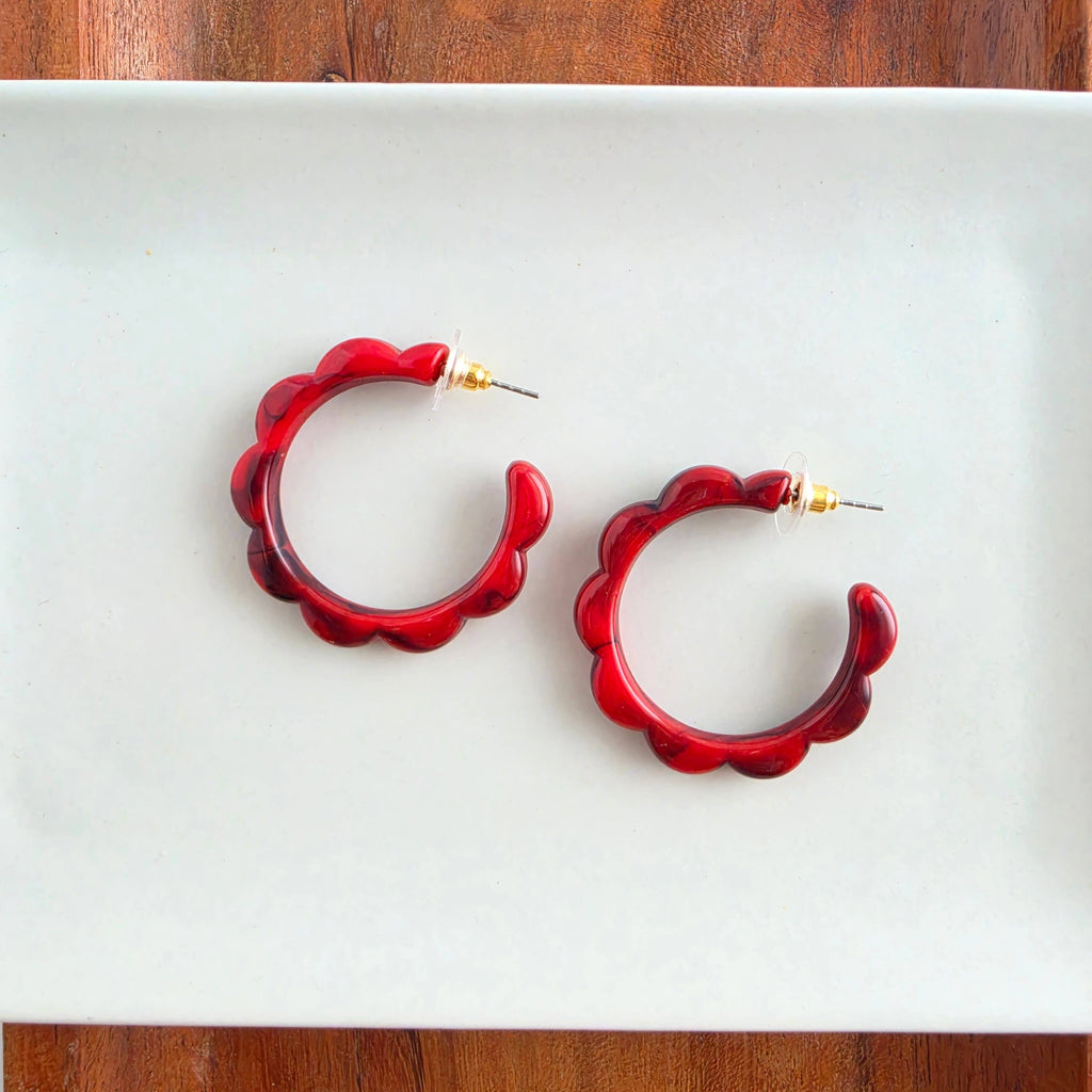 Crimson Red Scarlett Hoops