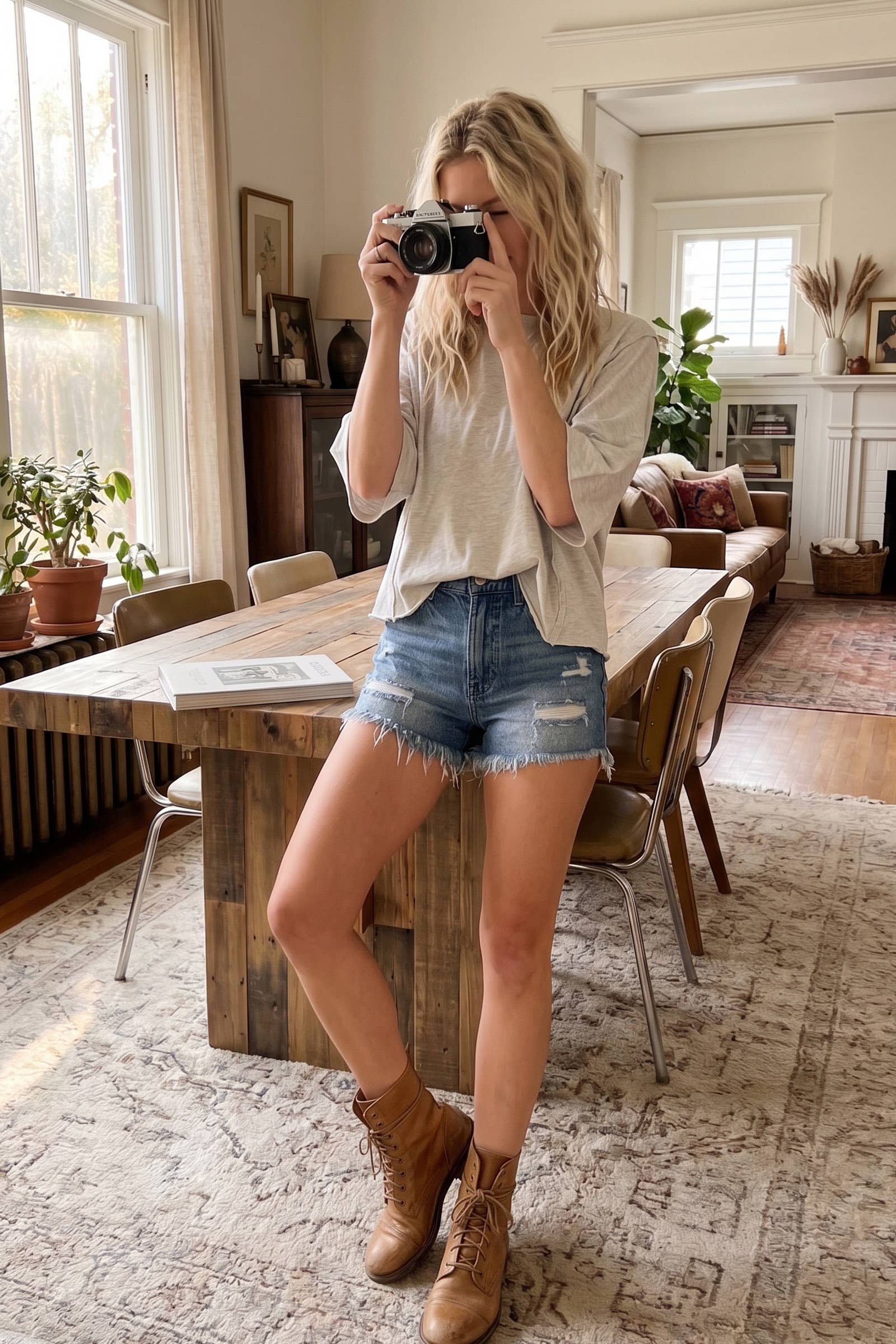 Heather Raw Edge Oversized Tee