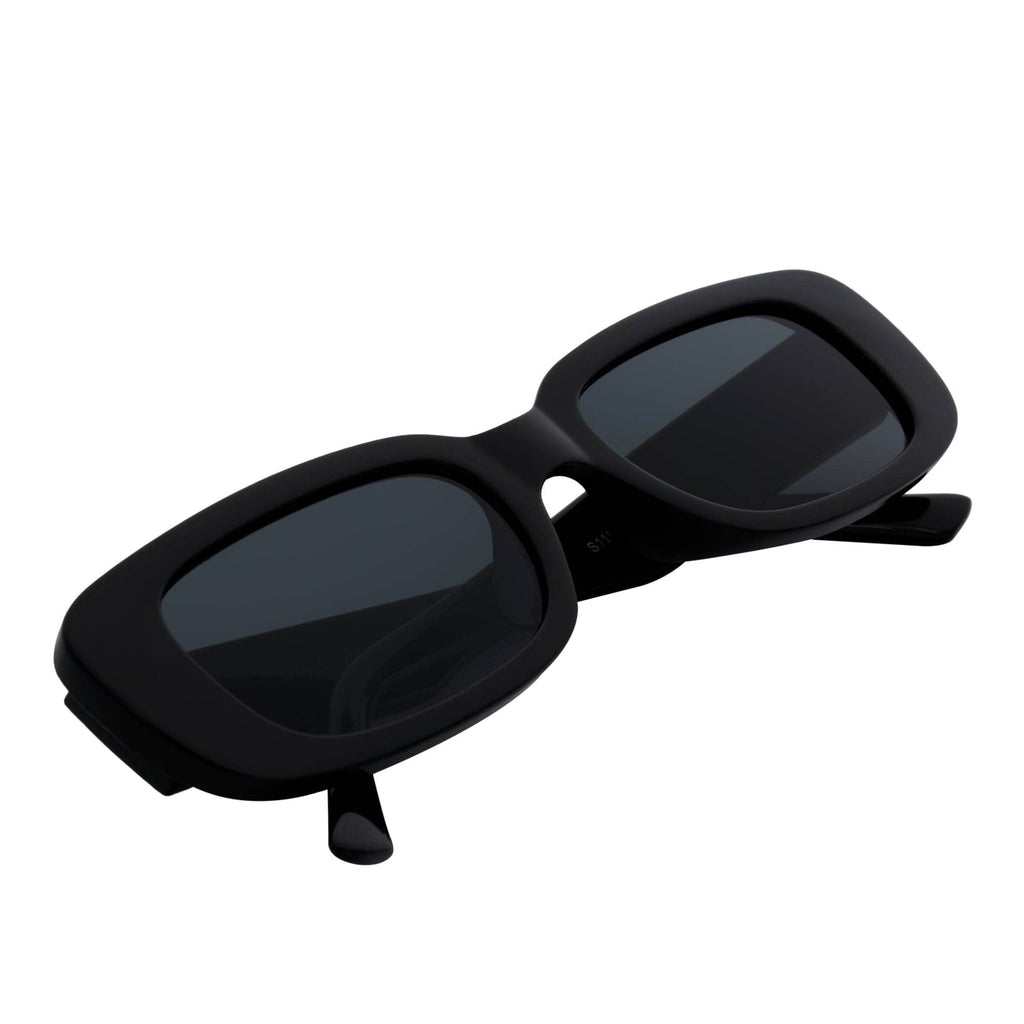 Gloss Black Smoke Small Rectangle Sunglasses