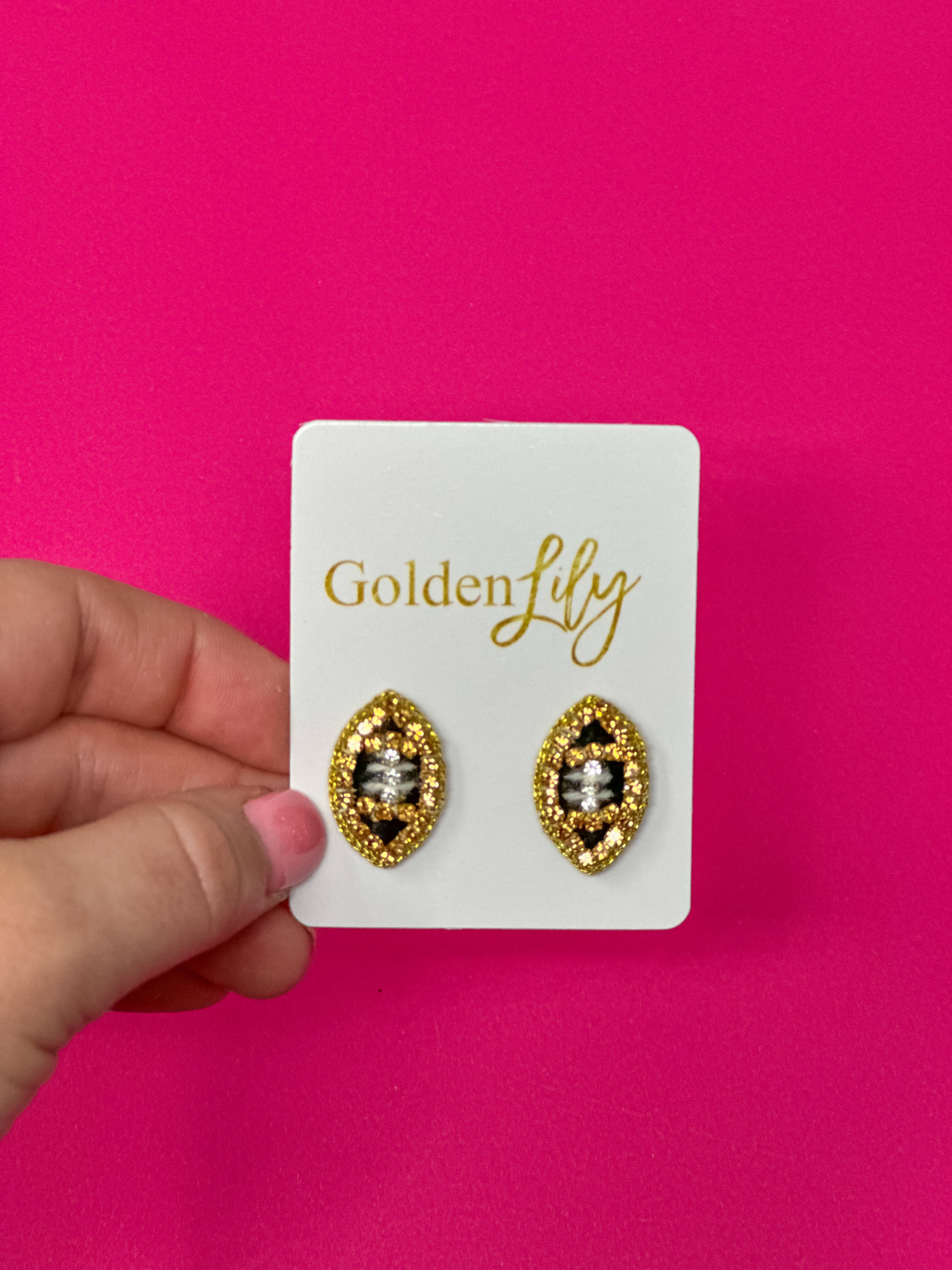Black & Gold Football Stud