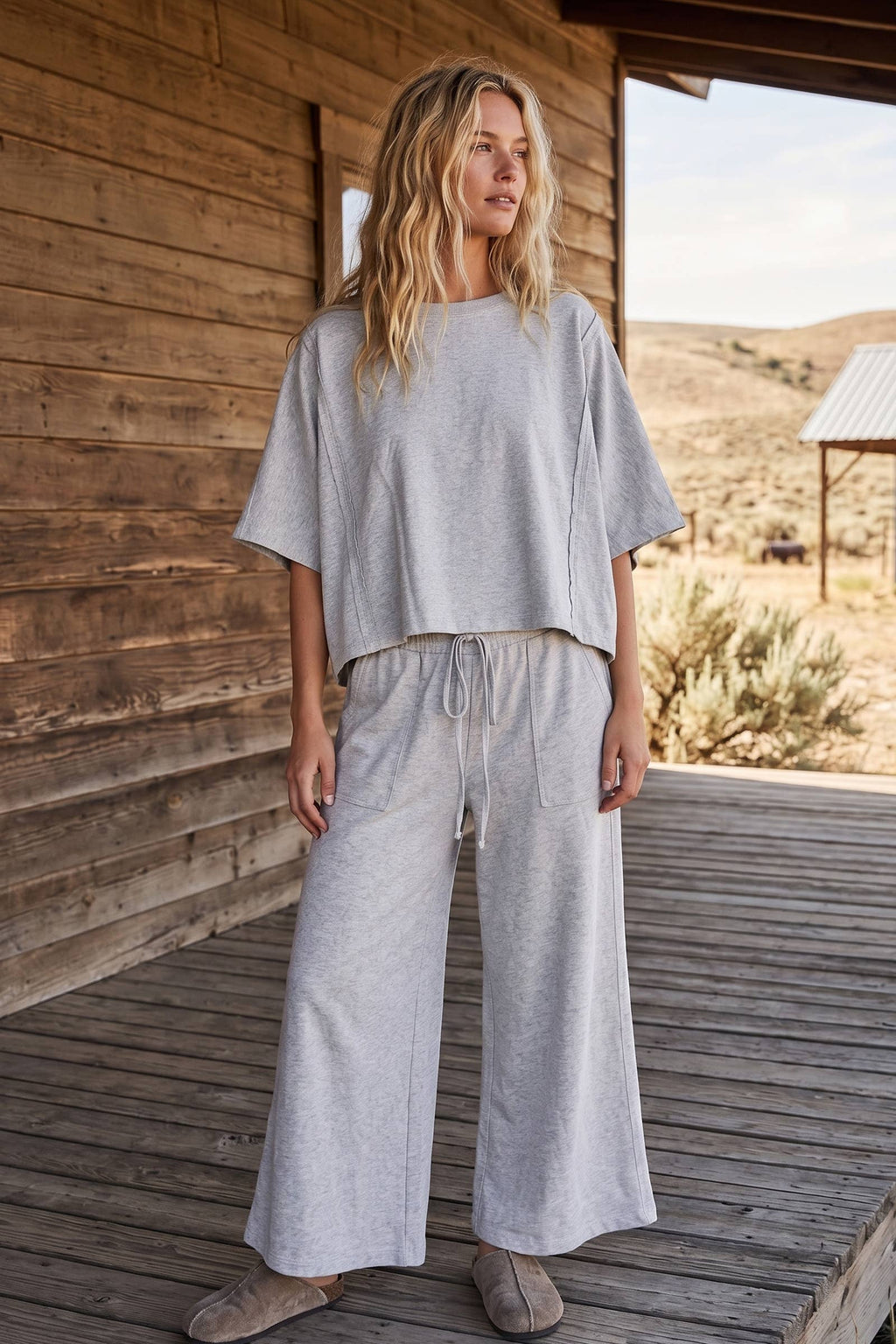 Heather Grey Wide Leg Pant