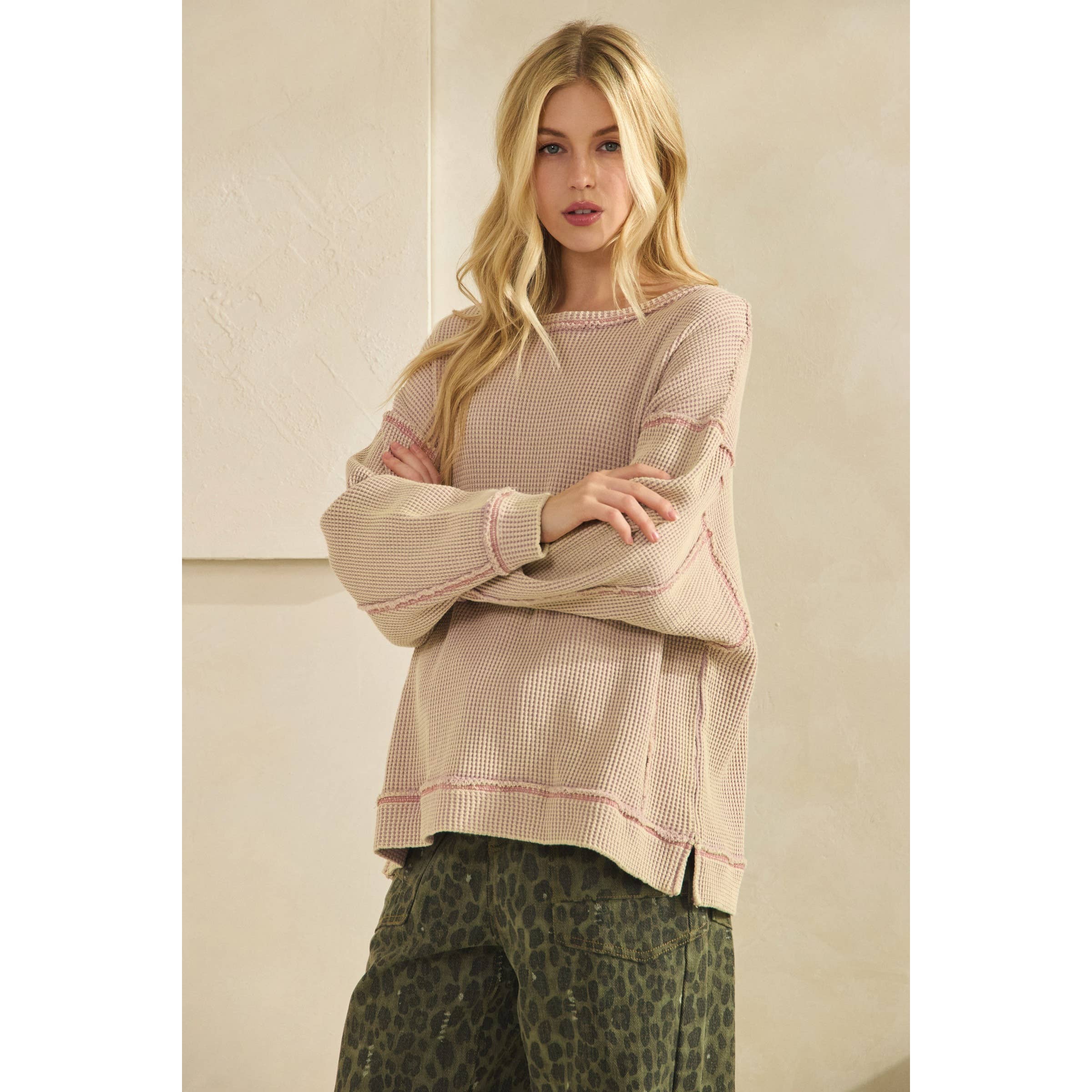 Mauve Thermal Texture Pullover