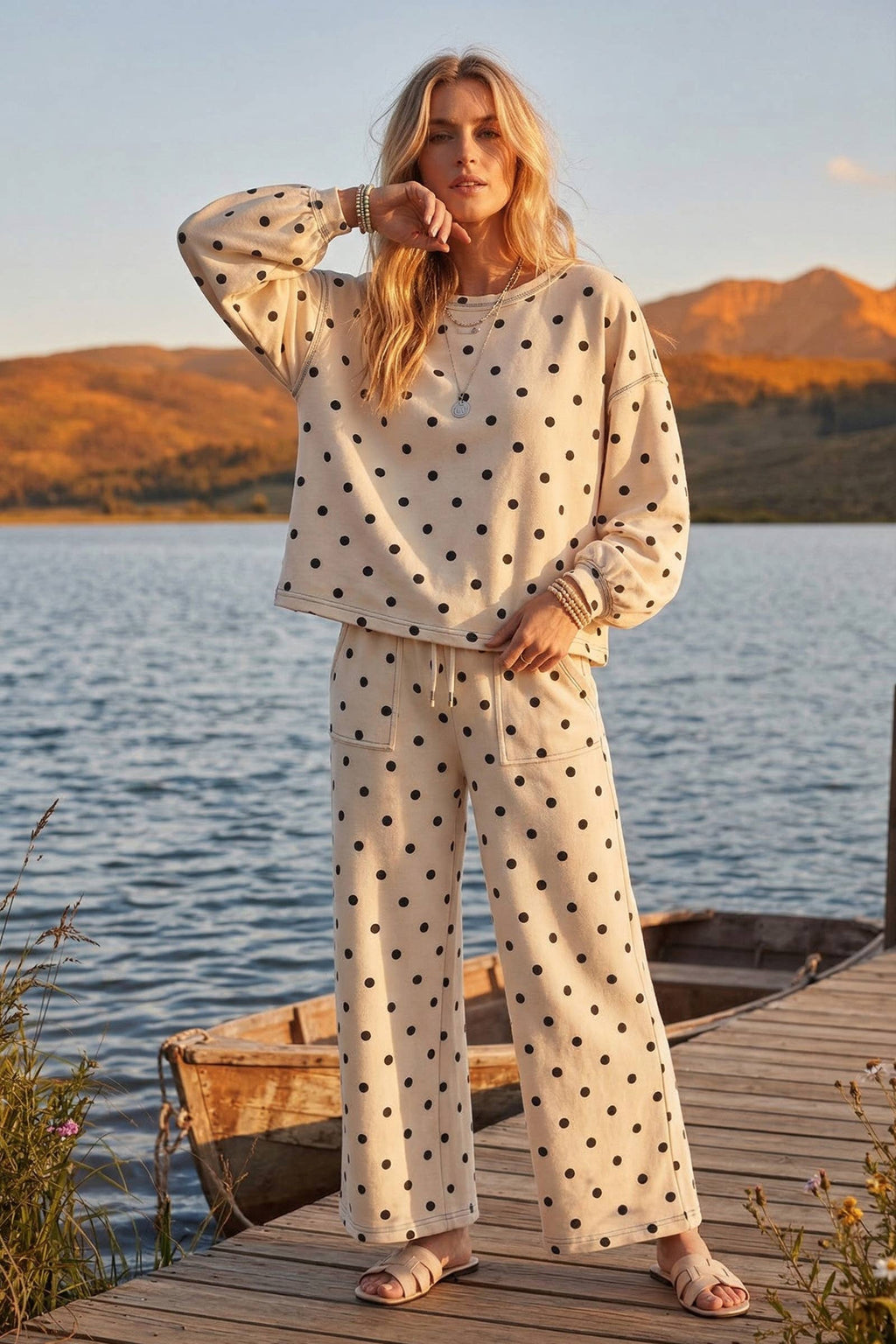 Cream & Black Polka Dot Top