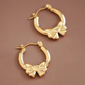 Gold Bow Stainless Steel Hoop Earrings