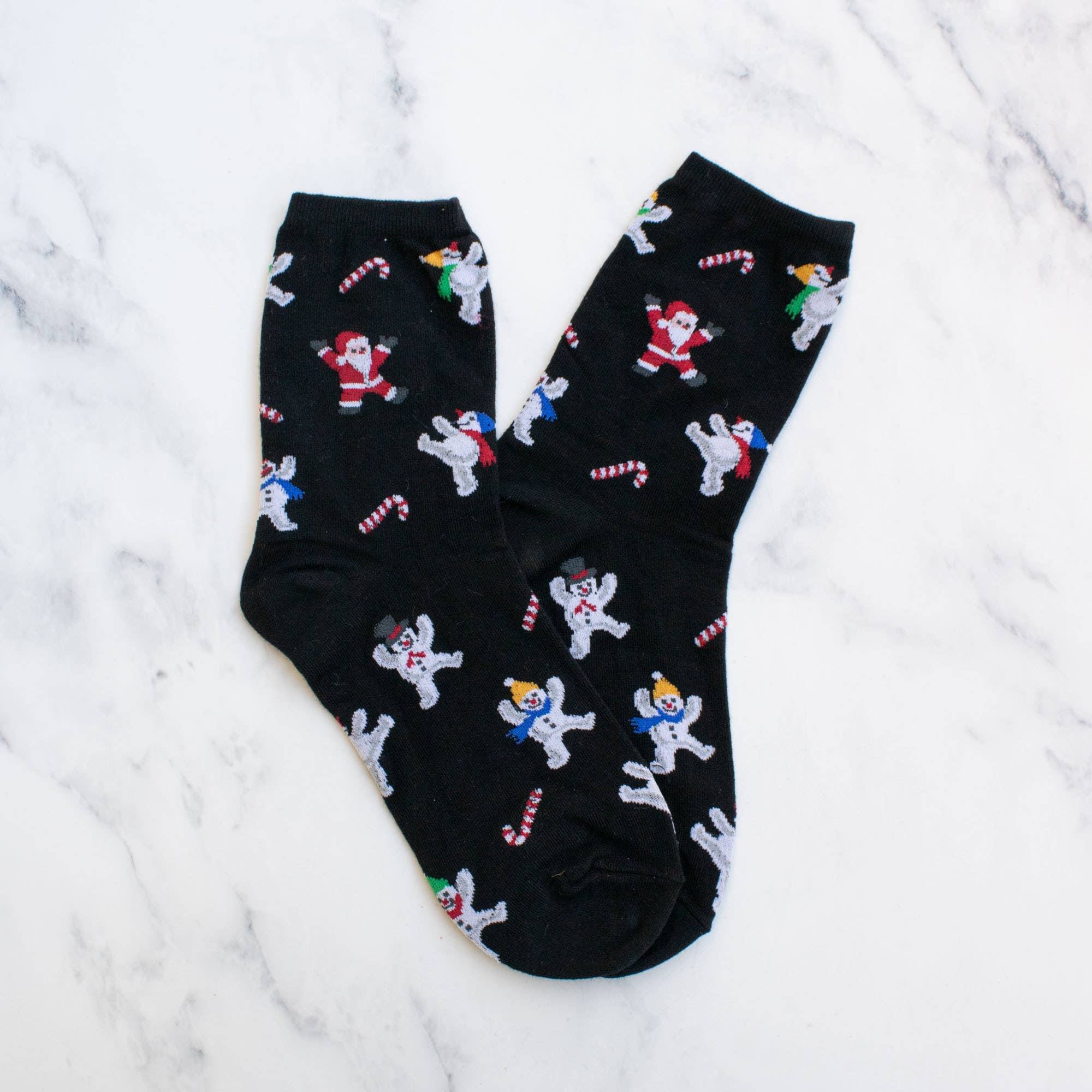 Green Women's Christmas Santa and Snowman Socks