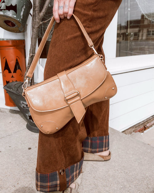 Brown Plaid Cuff Corduroy Pants