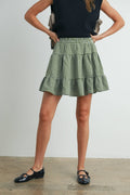 Olive High Waist Check Skirt