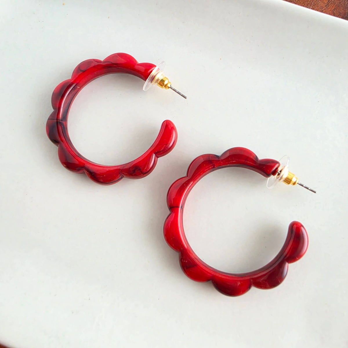 Crimson Red Scarlett Hoops
