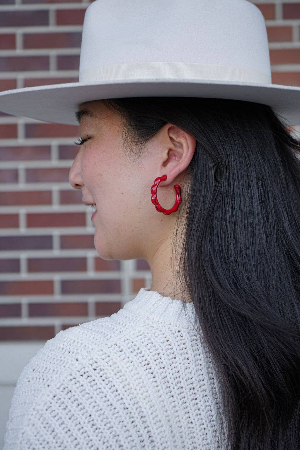 Crimson Red Scarlett Hoops