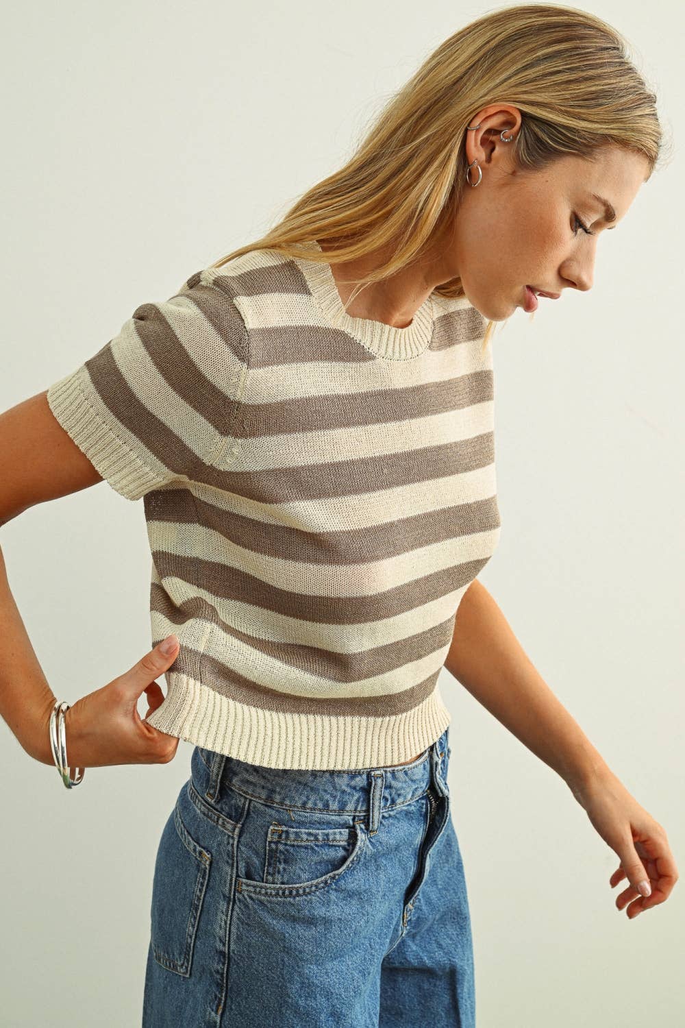 Mocha Stripe Knitted Top