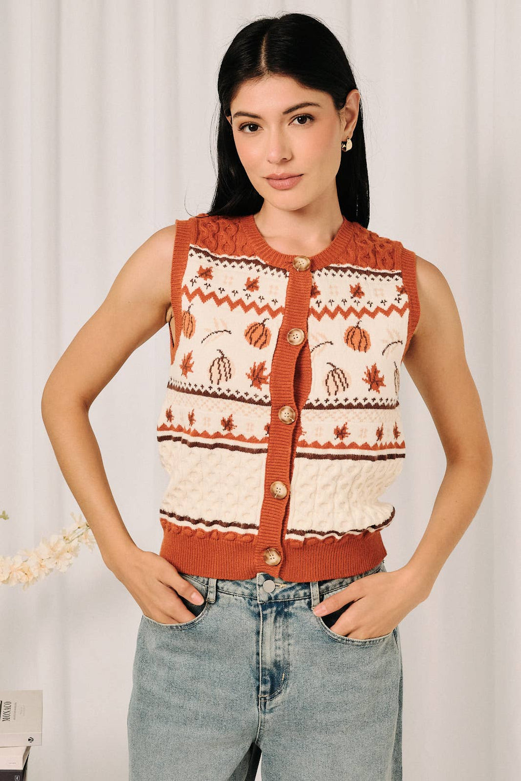 White & Rust Pumpkin Vest