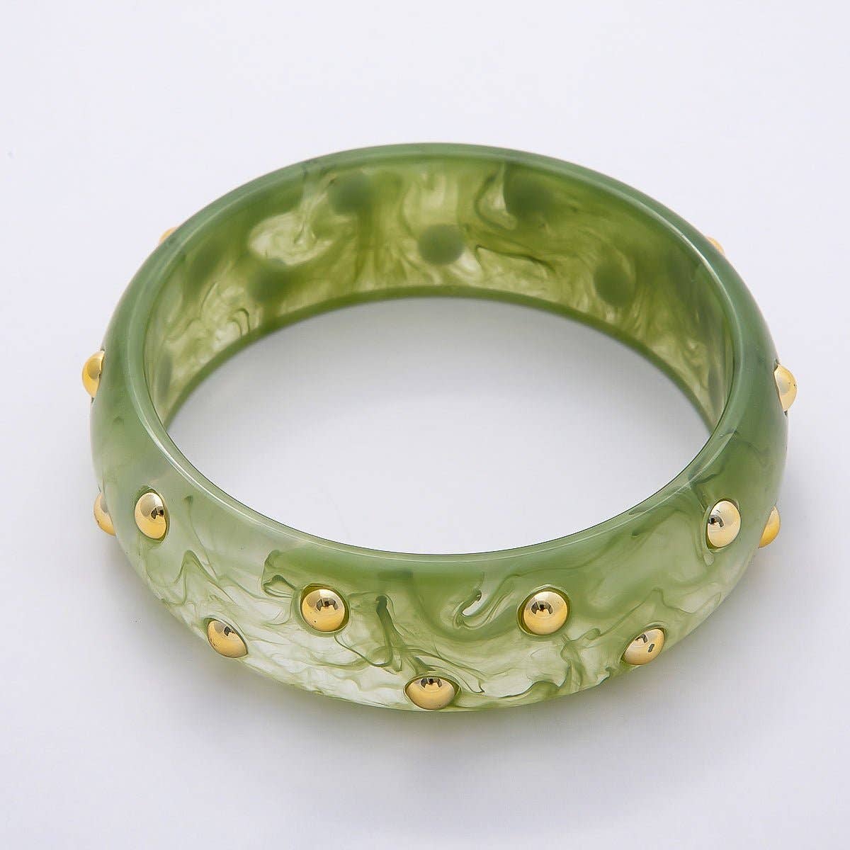Green Dotted Acrylic Bangle Bracelet