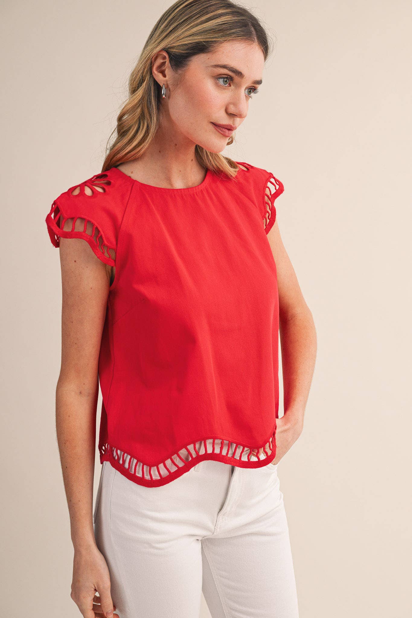 Tomato Red Cut Out Top