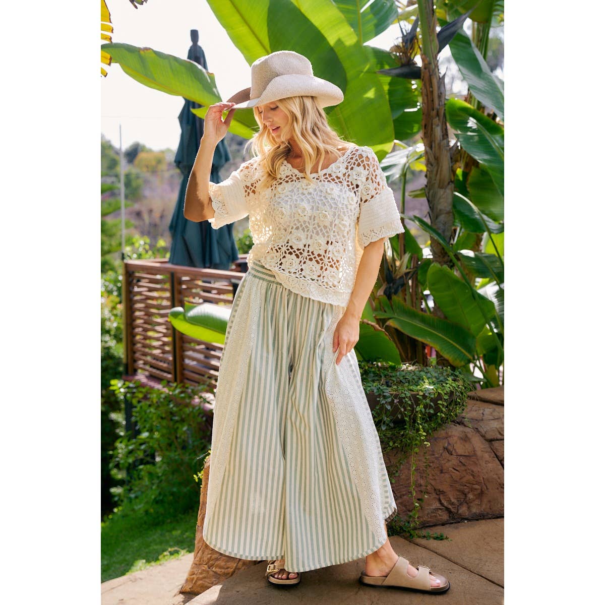 Black Floral Eyelet Pant