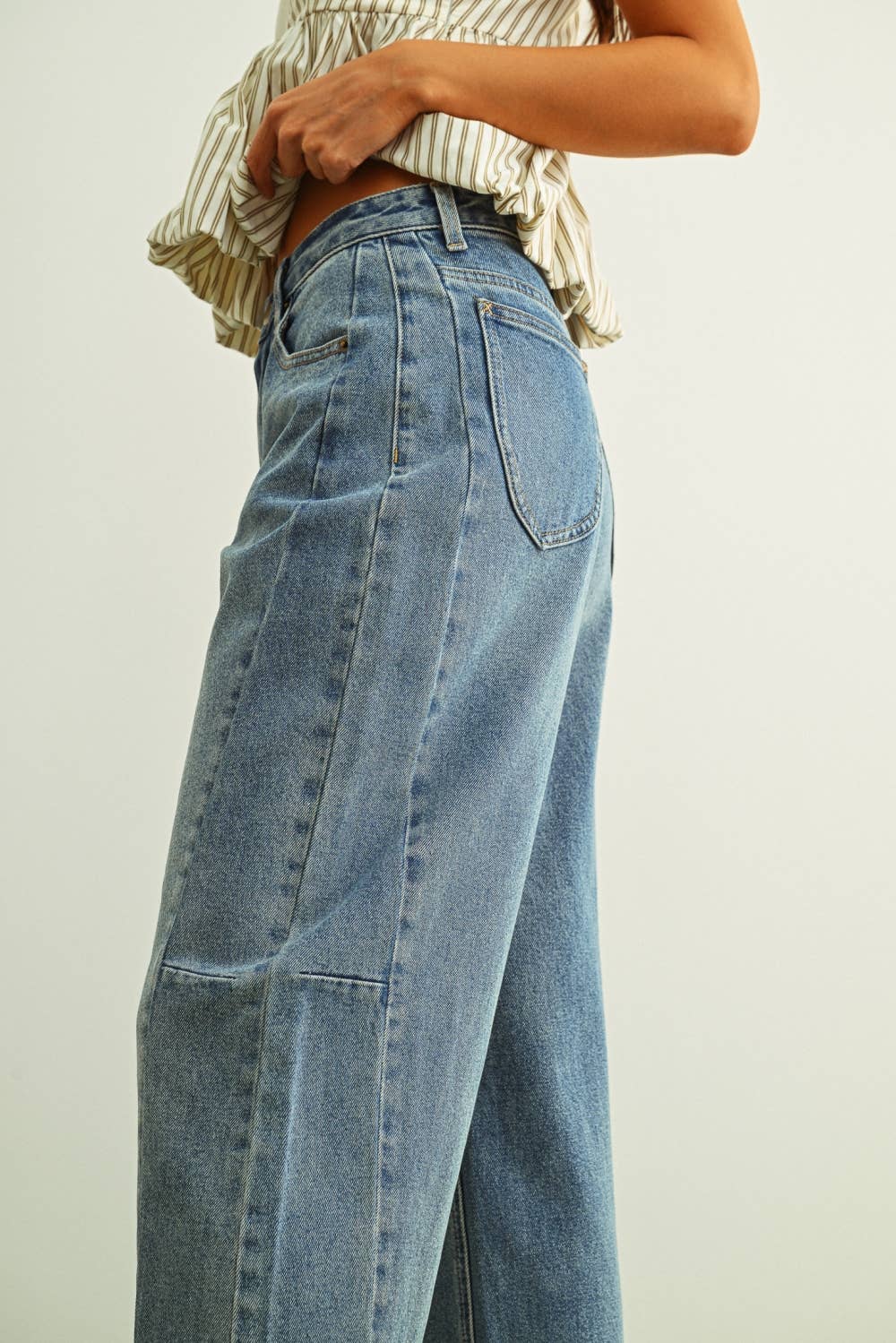Denim Medium Wash Barrel Pant