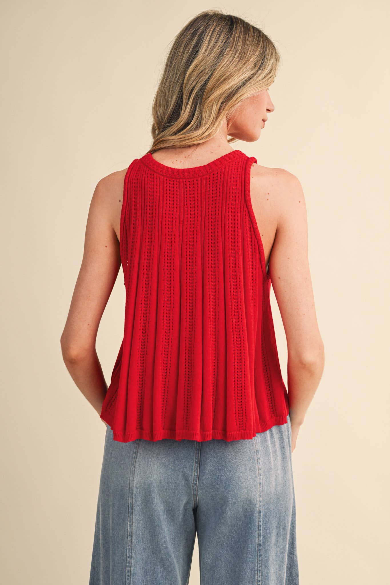 Poppy Red Sleeveless Knit Tank