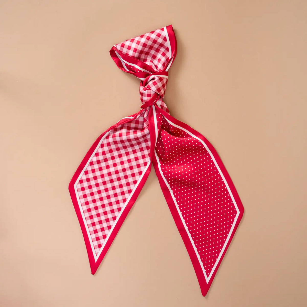 Gingham Red Satin Scarf