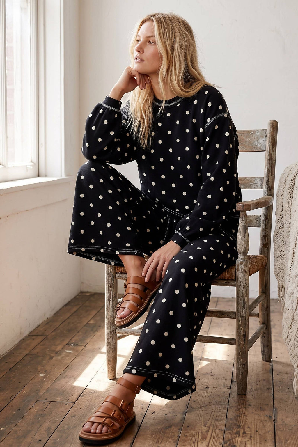 Cream & Black Polka Dot Pants