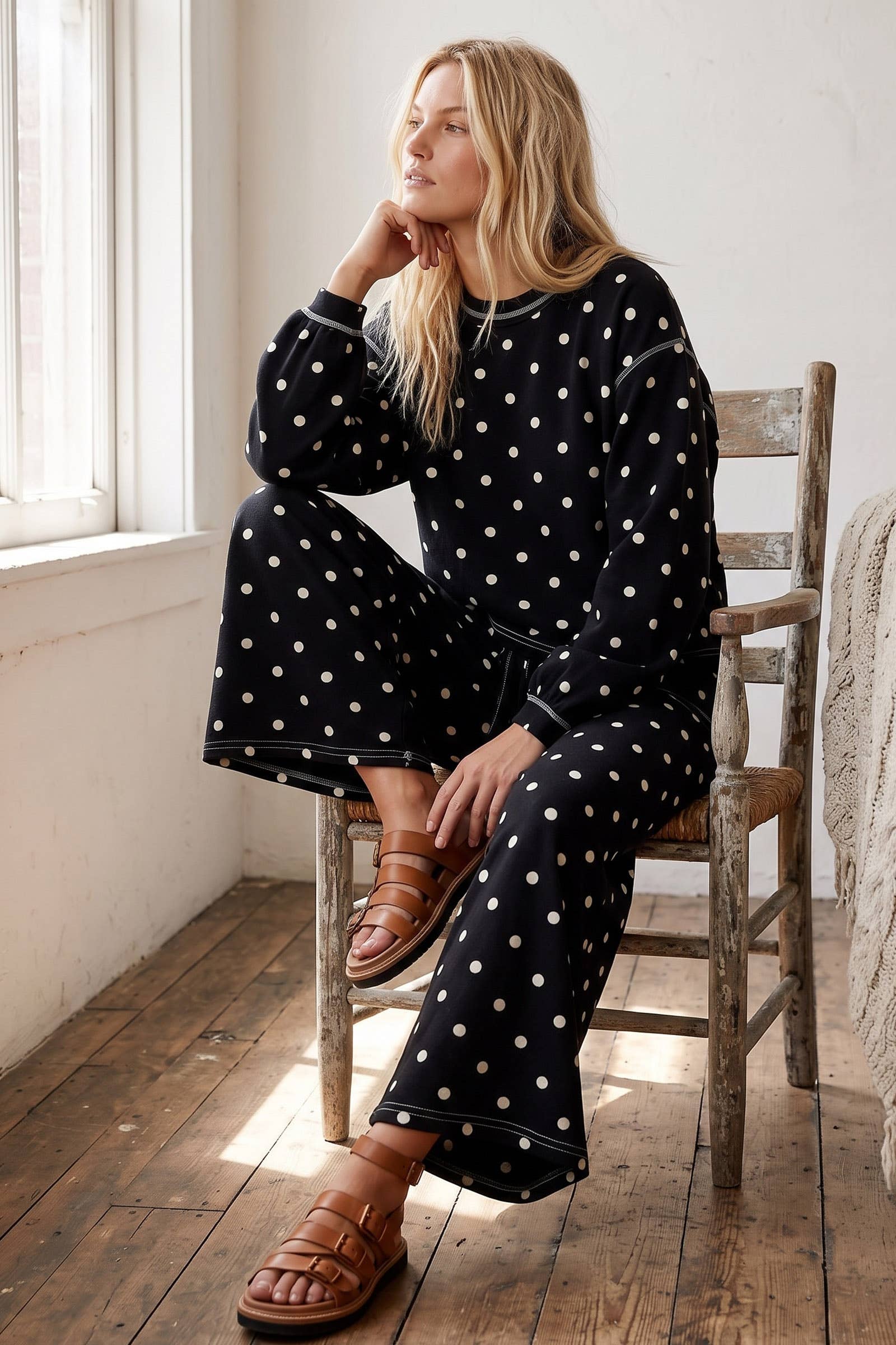Cream & Black Polka Dot Pants