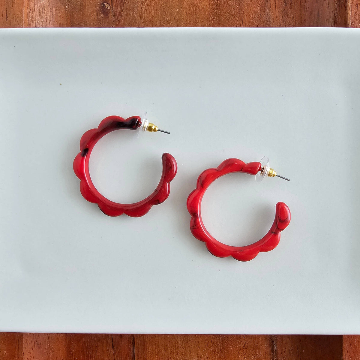 Crimson Red Scarlett Hoops
