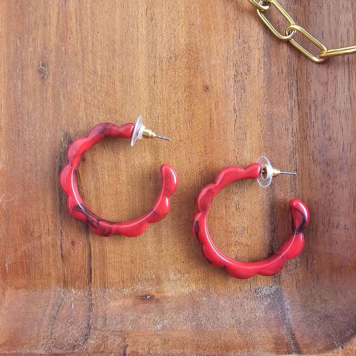 Crimson Red Scarlett Hoops
