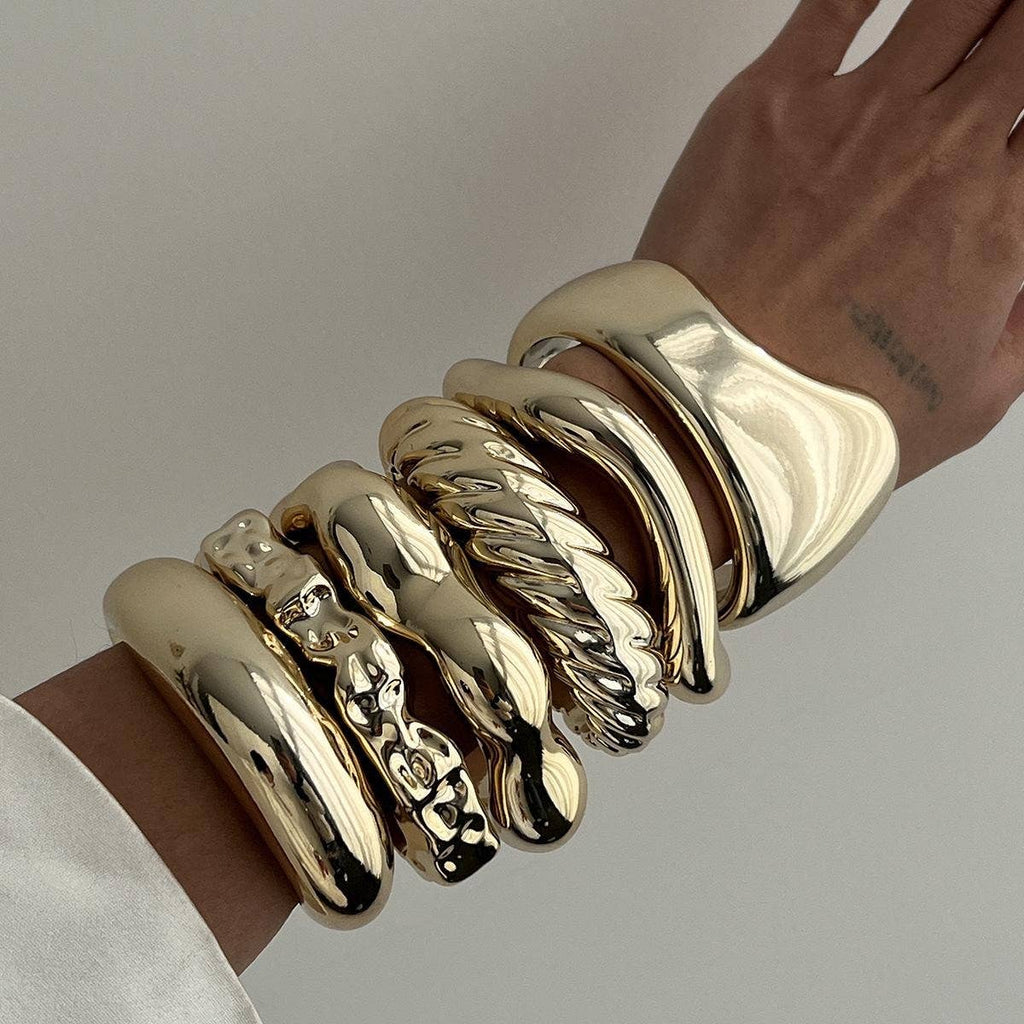Gold Style C Irregular Shape Cuff Bangle