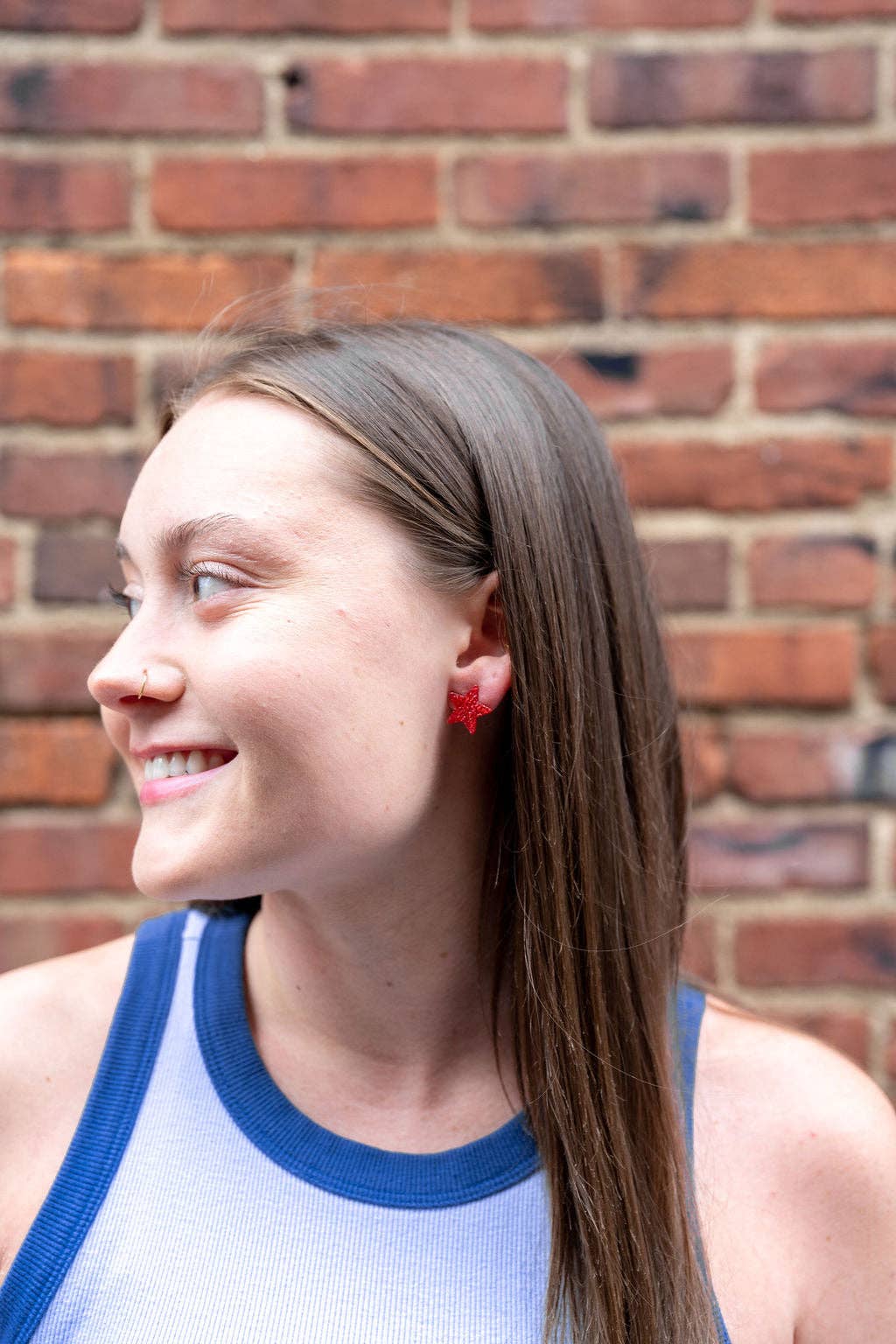 Red Liberty Star Studs