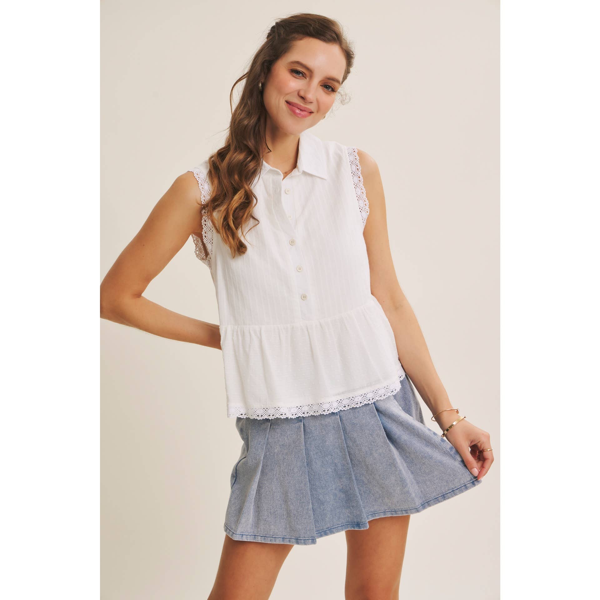 Off White Textured Cotton Blouse