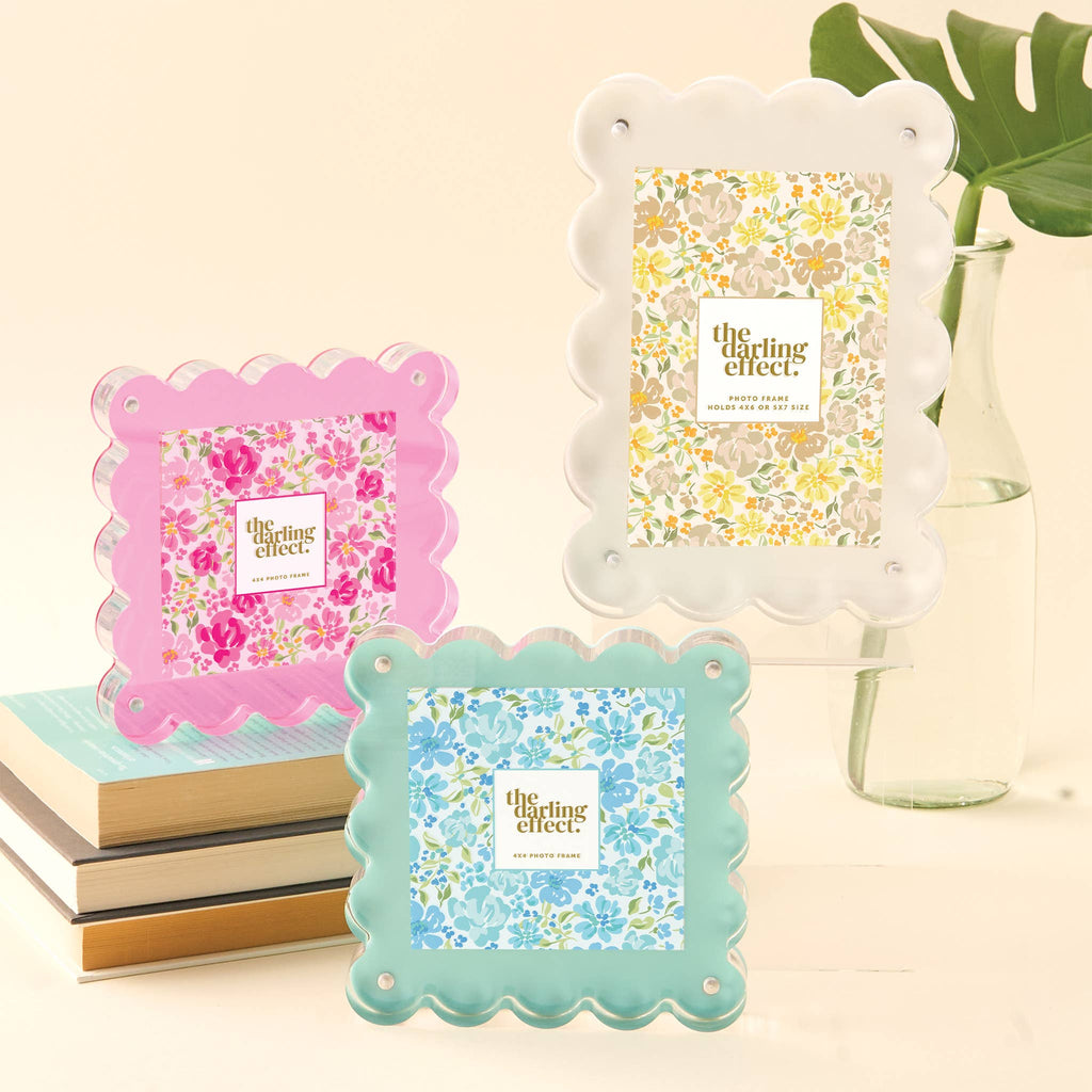 Hot Pink Rectangle Scalloped Acrylic Frame