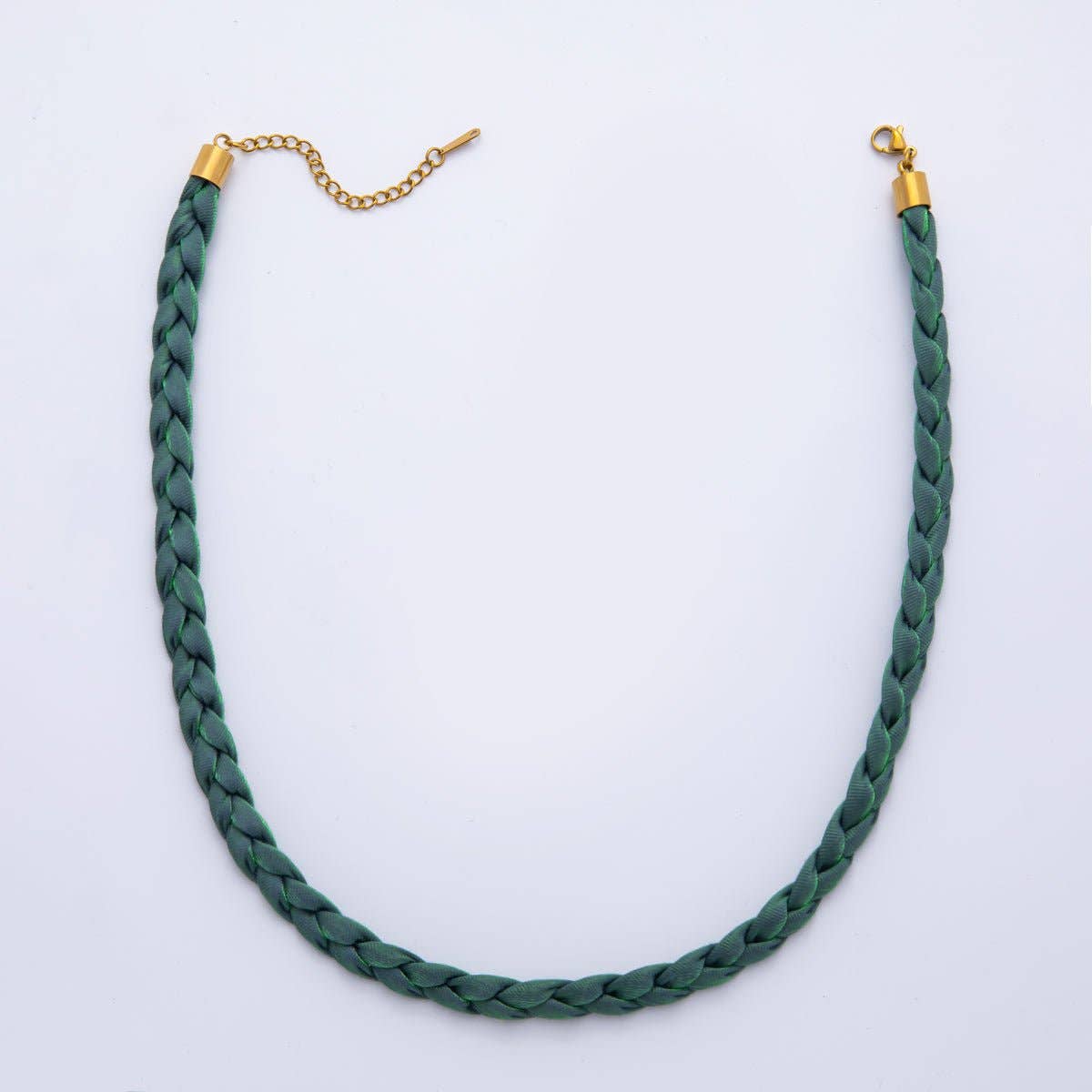 Olive Green Handmade Fabric Braided Bandana Necklace