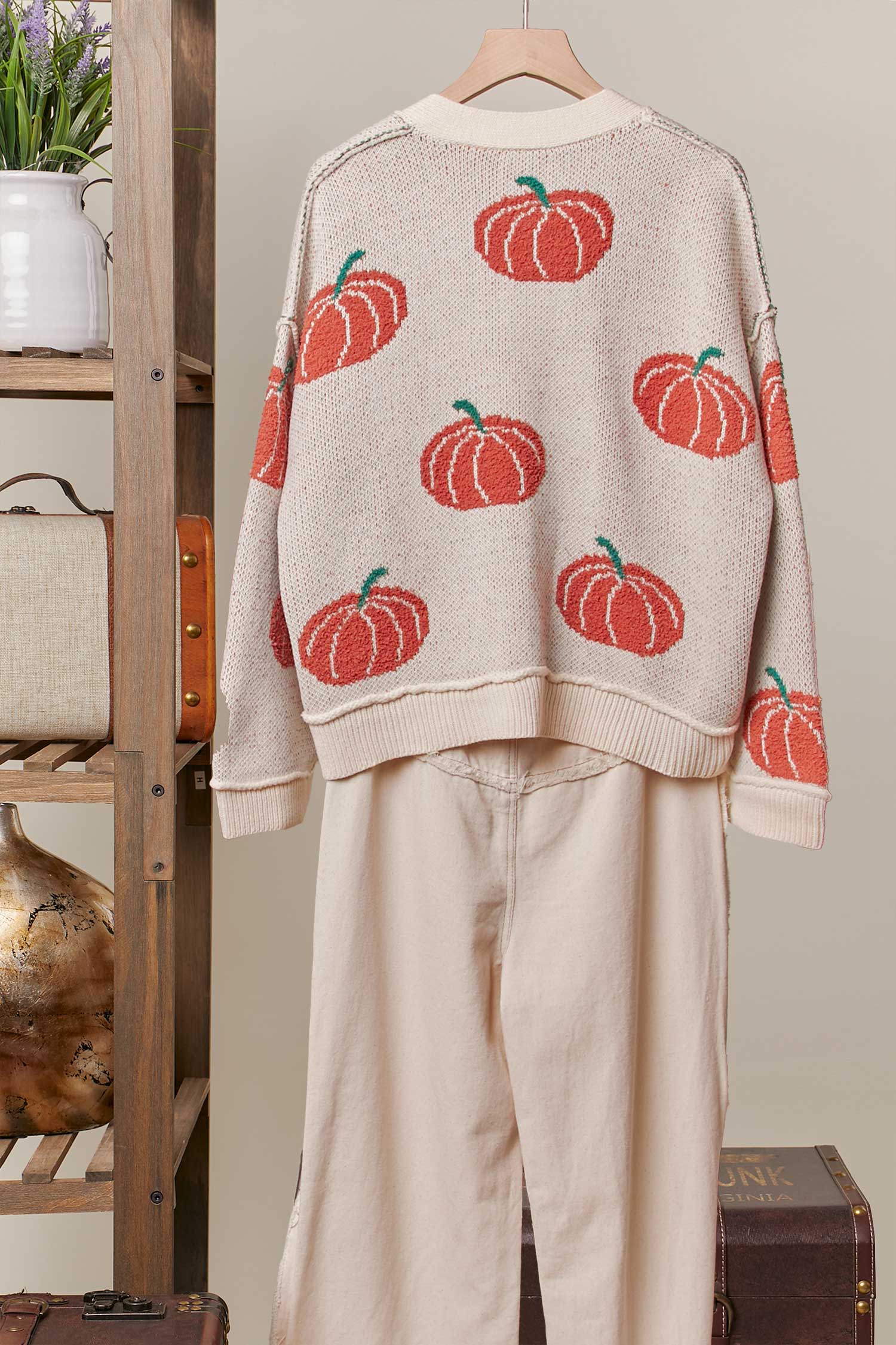 Ivory Pumpkin Knit Cardigan