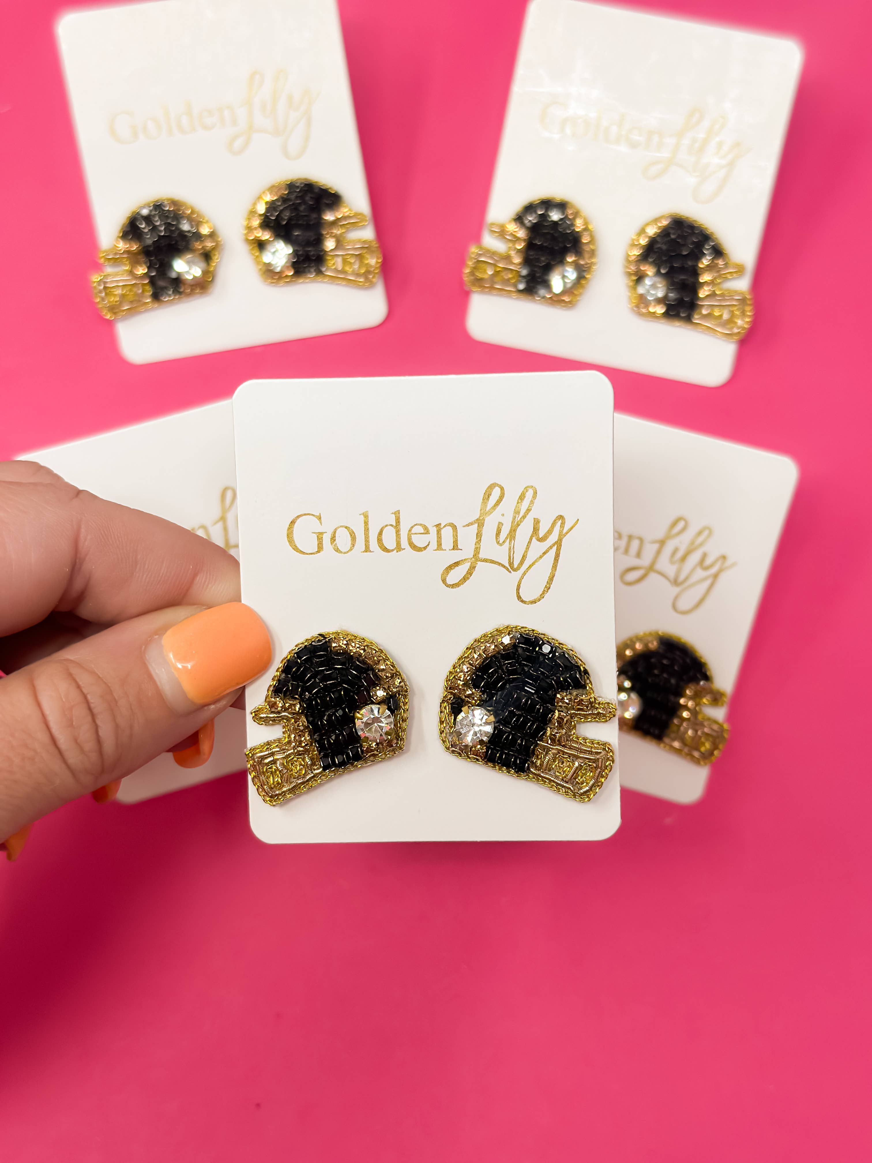 Black & Gold Game Day - Helmet Stud