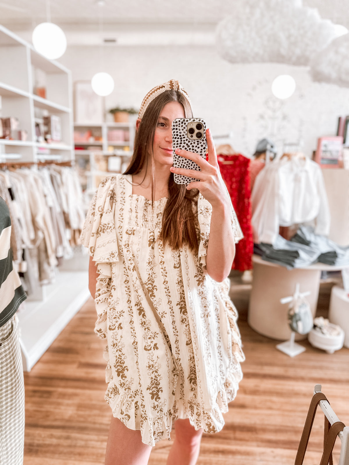 Oatmeal Printed Cotton Romper