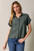 Green Collard Button Down Shirt