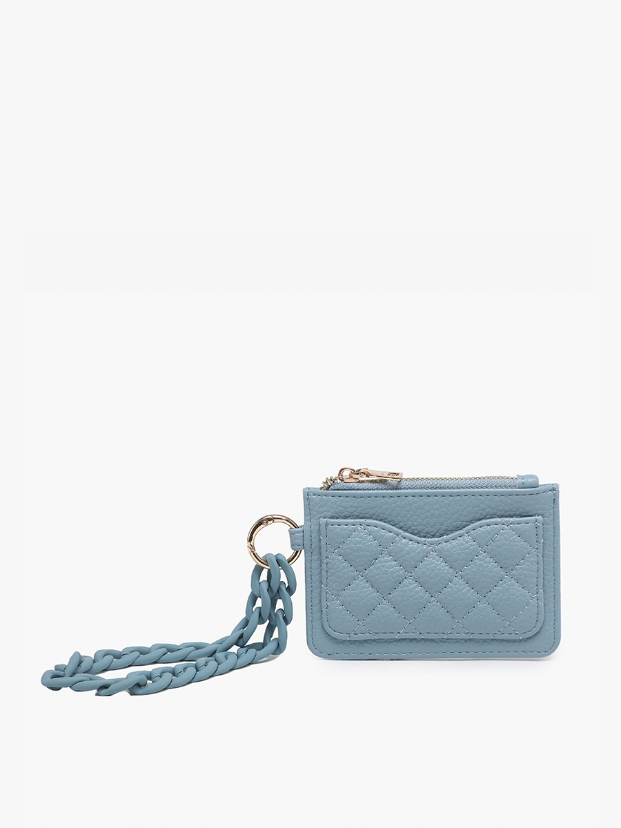 Baby Blue Rhodes Quilted Wallet With Chain Bangle