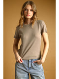 Mocha Short Sleeve Ribbed Top