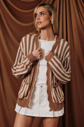 Cream & Taupe Vertical Stripe Cardigan