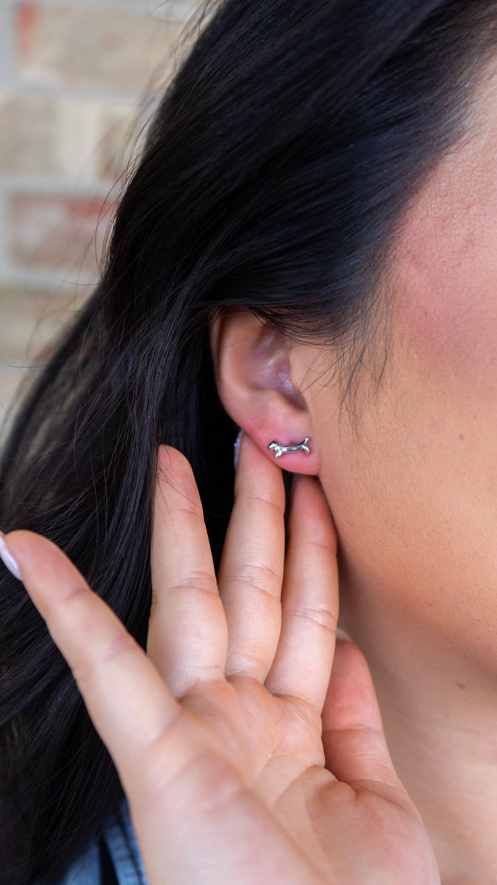 Silver Luxe Dainty Dachshund Studs