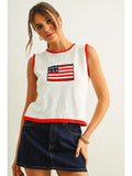 Ivory & Red Contrasted Piping Flag Top